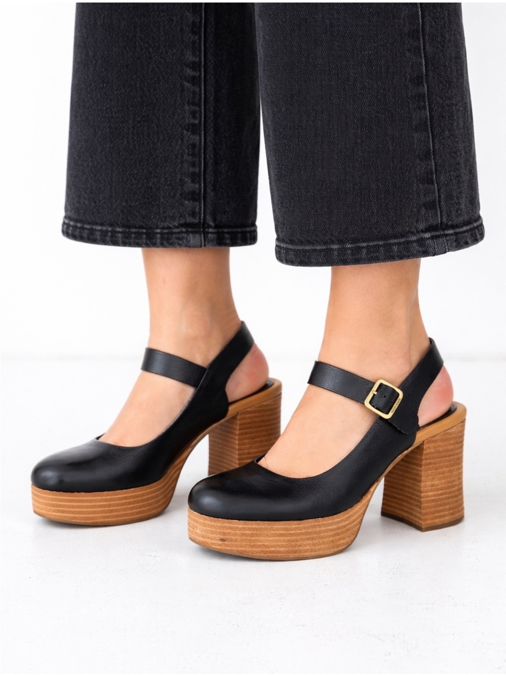 Kork-Ease Vanya - Black Leather Mary Jane Platform